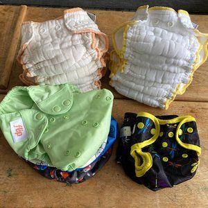 8 Bamboo Diaper Cloth Inserts Newborn & Small 11-14 lbs Organic &6 Diaper covers